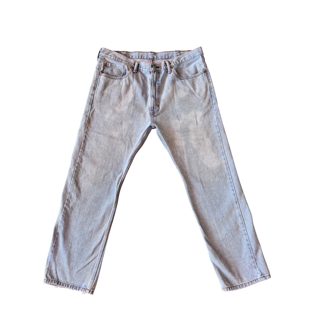Levis 505 Regular Fit Straight Leg Light Wash Denim Jeans Mens 38x30